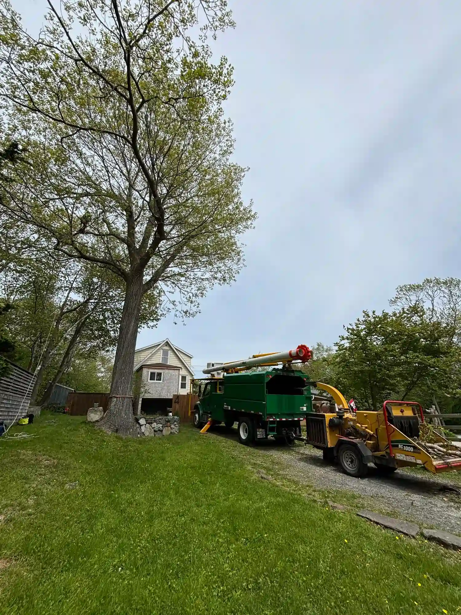Crown Arborists truck and chipper ready for residential tree service.